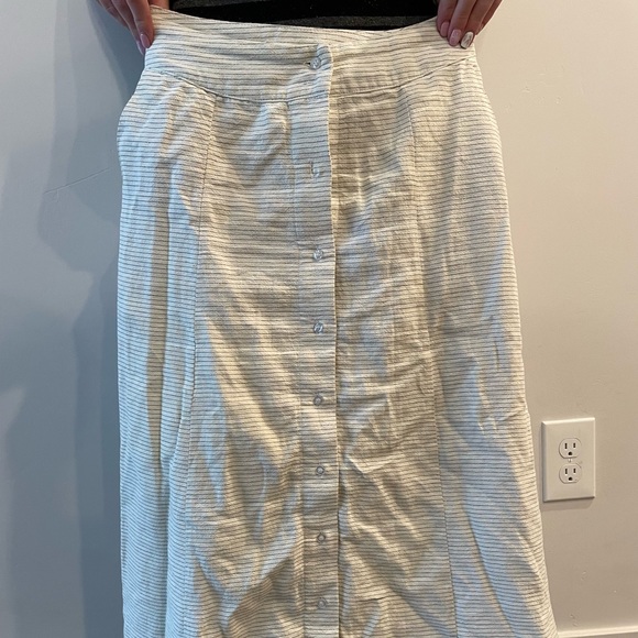 Piper and Scoot Mod Ref Long Striped White and Black Skirt With Buttons - Picture 2 of 2